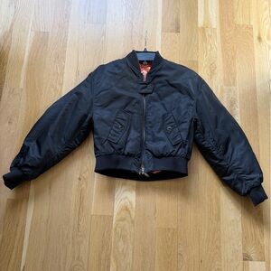 Maje Black/Orange Bomber Jacket